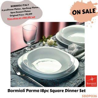 Bormioli Parma 18pc Square Dinner Set 6 pcsDinner Plates , 6pcSoup Plates , 6pcs Dessert Plates  Original Price : ₱3,299