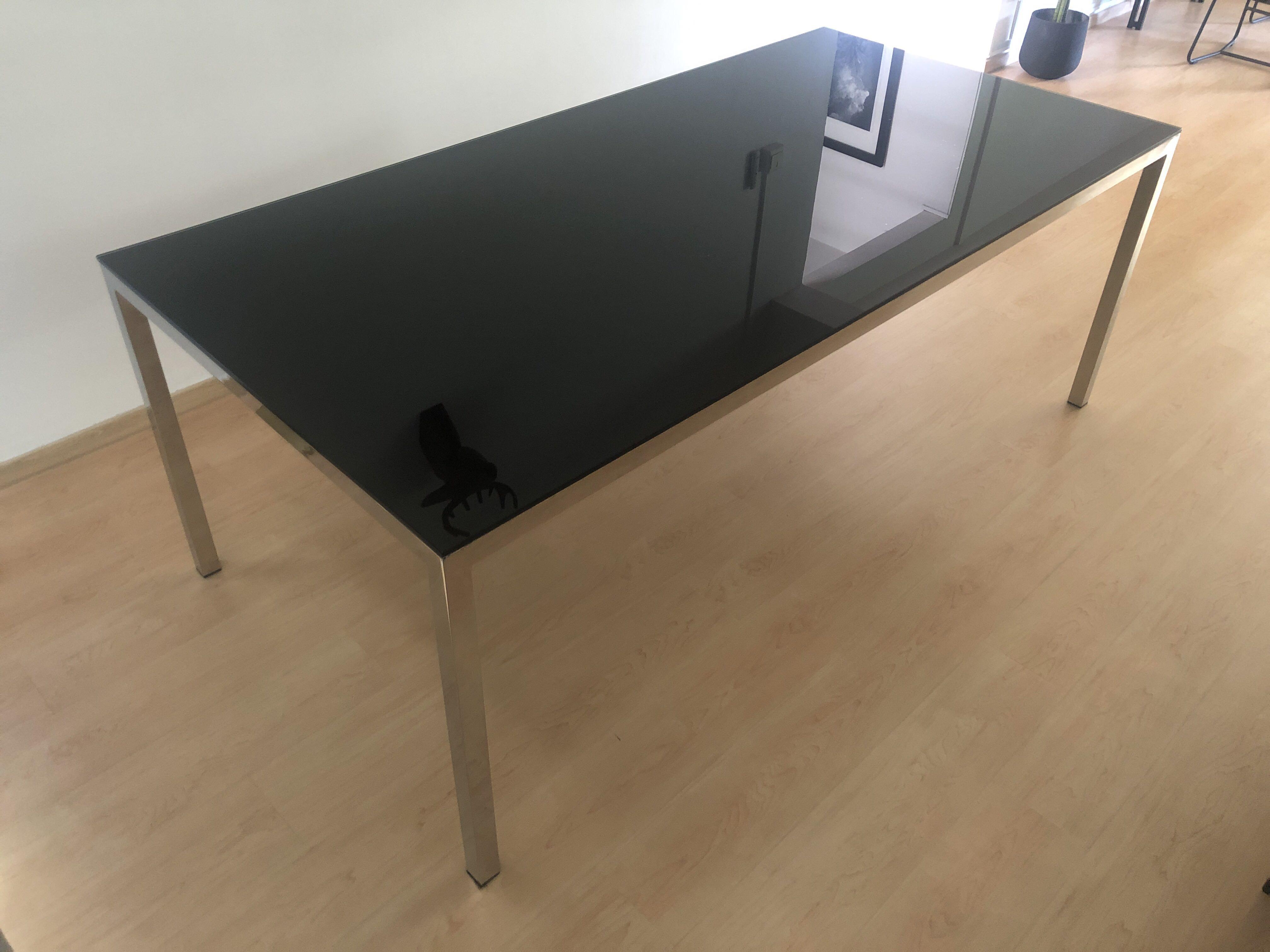 Cellini Dining Table 2m x 1m Original Price $1,800 (Glass Top Metal ...