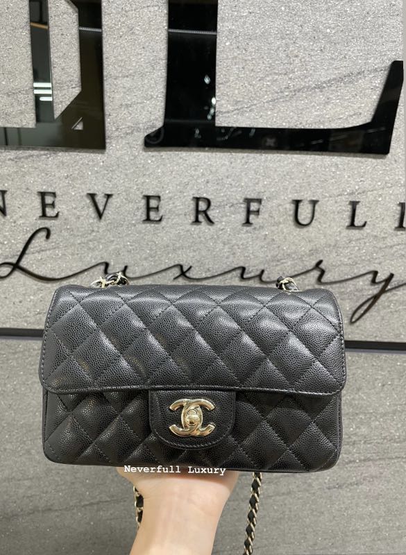 Chanel Classic Mini Rectangle 17C Black Caviar Ghw series 23/2017, Luxury,  Bags & Wallets on Carousell