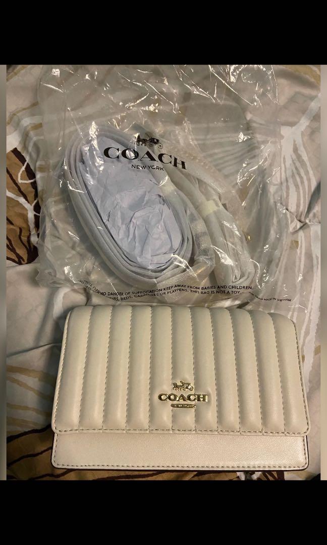 Coach flap belt top bag with linear quilting