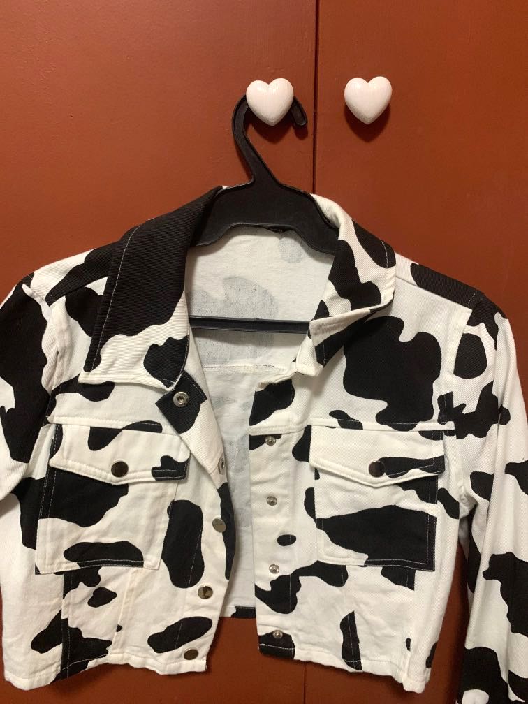 cow print denim jacket