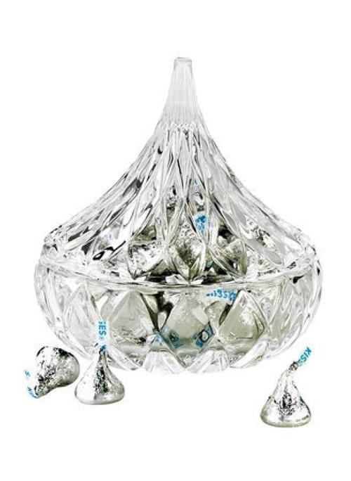 Crystal Hershey's Kiss White / Godinger / Candy Dish / Imported From