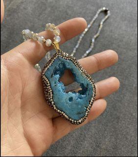 Handmade Blue Geode Necklace