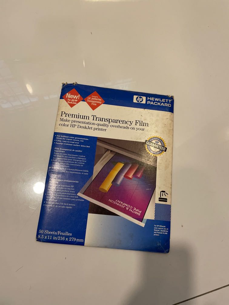 HP inkjet printable transparency sheets, Computers &amp; Tech, Printers ...