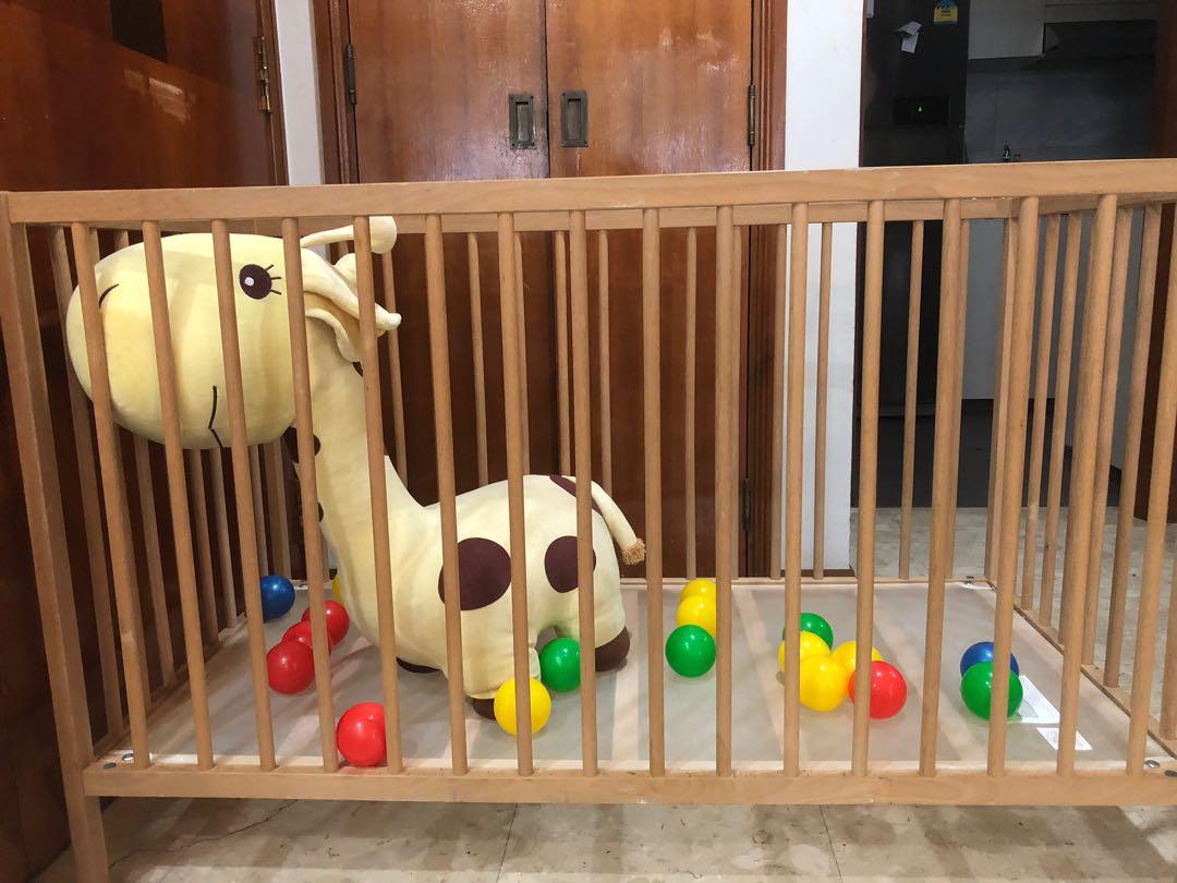 IKEA baby cot + large complimentary soft toy, Babies & Kids, Baby