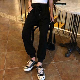 💜INSTOCK Black Korea ulzzaug jogger pants