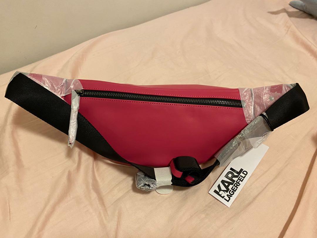Karl Lagerfeld pink cross body bum bag limited color, Women's Fashion