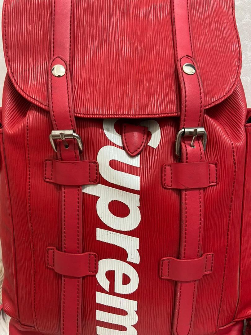 Unboxing Supreme x LV Red leather backpack, Review 💯🔥Supreme Shirt💥