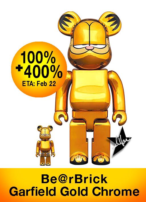 新しいブランド BE@RBRICK GARFIELD GOLD CHROME 100％ 400％ - フィギュア