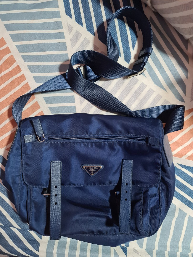 prada blue sling bag