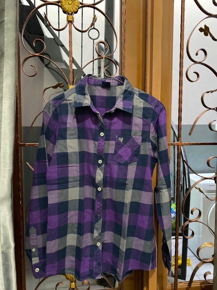 Purple Tartan Shirt, Fesyen Wanita 