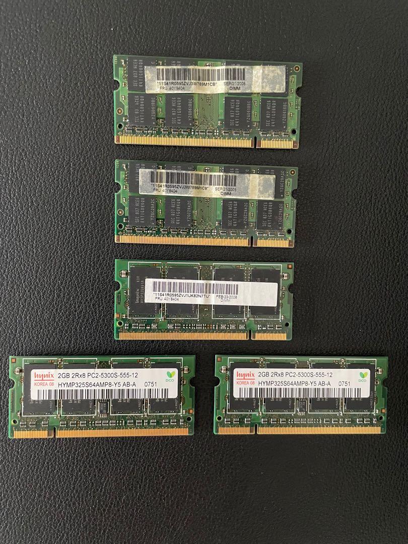 LOT Of 10 Crucial 2GB 2RX8 PC2-5300S DDR2 667MHz SODIMM 200-Pin Laptop Memory Modules - Open Box