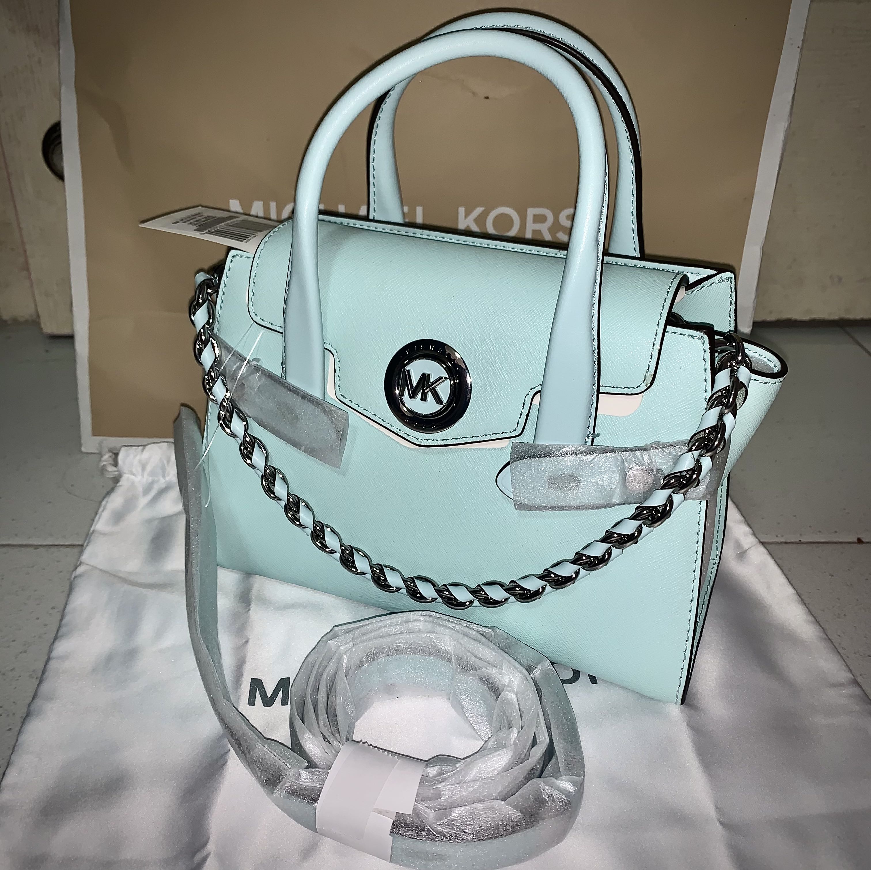 Michael Kors Carmen Small Flap Belted, Women's Fashion, Bags & Wallets,  Purses & Pouches on Carousell