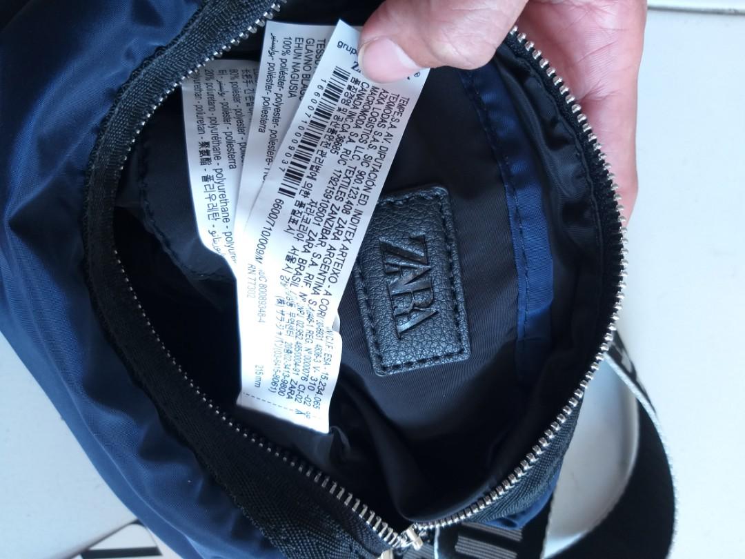 Zara NYLON CROSSBODY BAG WITH SLOGAN, Fesyen Wanita, Tas & Dompet di