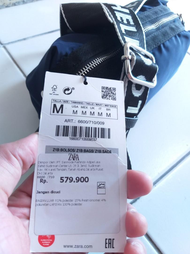 Zara NYLON CROSSBODY BAG WITH SLOGAN, Fesyen Wanita, Tas & Dompet di