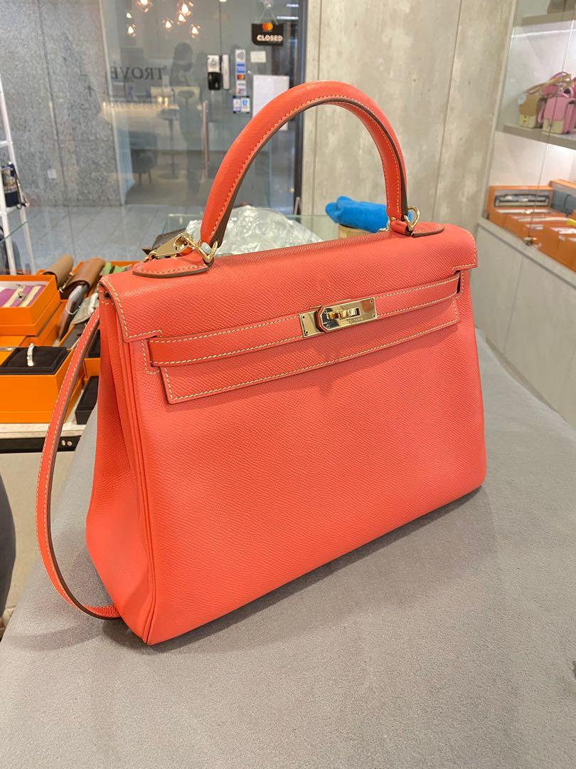 Hermès Kelly 32 Retourne Rose Jaipur Candy Epsom with Permabrass Hardware -  Bags - Kabinet Privé