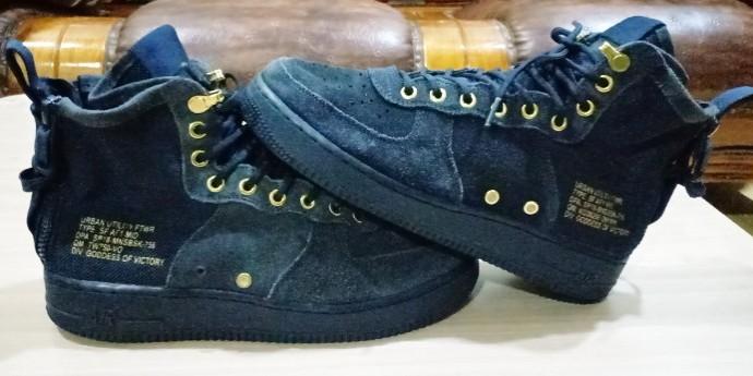 Nike sf air force discount 1 mid obsidian metallic gold