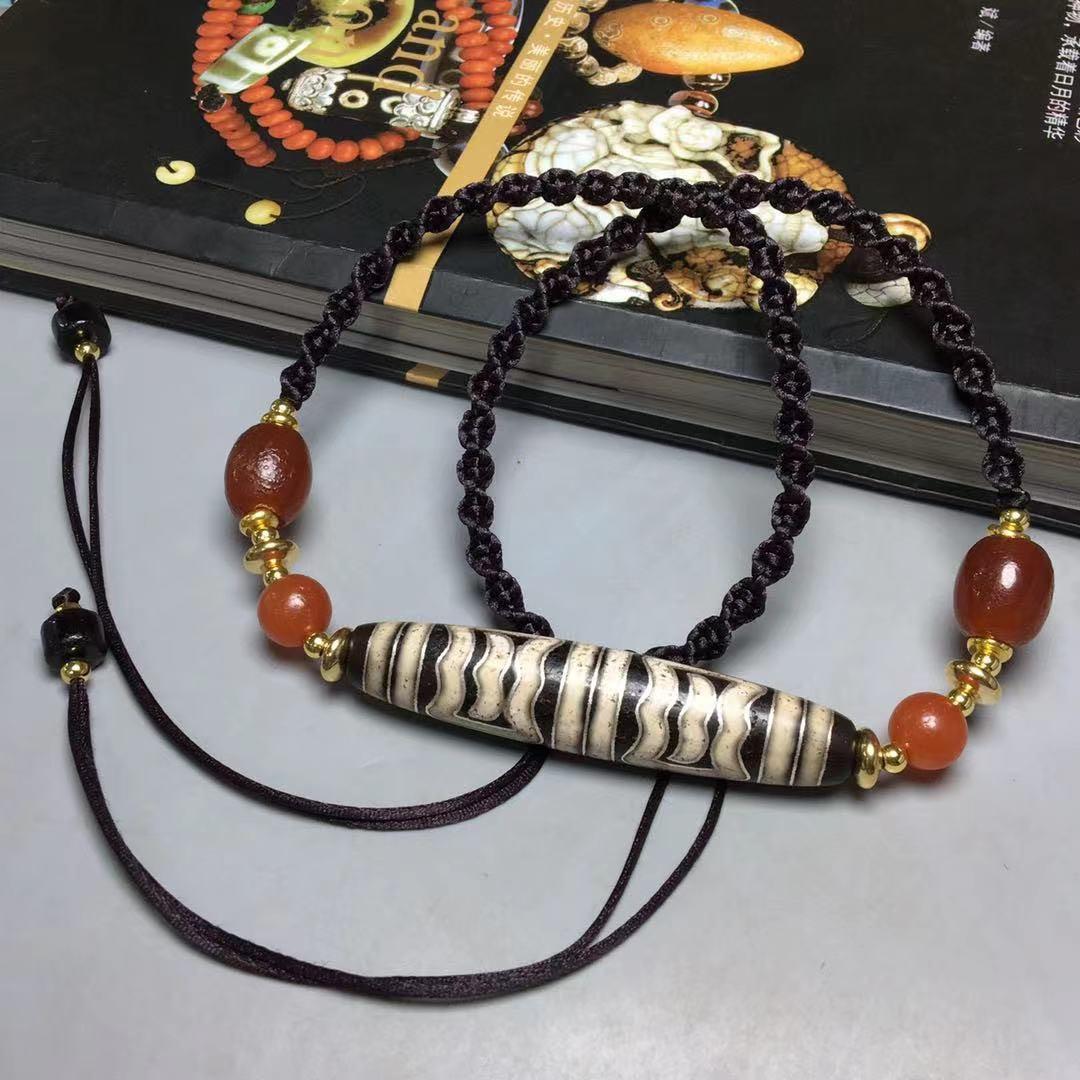 オリジナル 天然石 一線藥師天珠瑪瑙のネックレス - 高級品五爪神龍