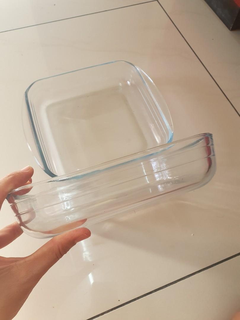 Vintage French Arcuisine Clear Glass Baking Dish, Refrigerator Box, Oven to  Tableware 