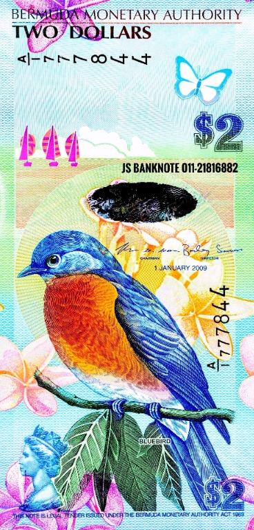 Bermuda 2 Dollars (2009) GEM UNC ☆ Queen Elizabeth II, Hobbies