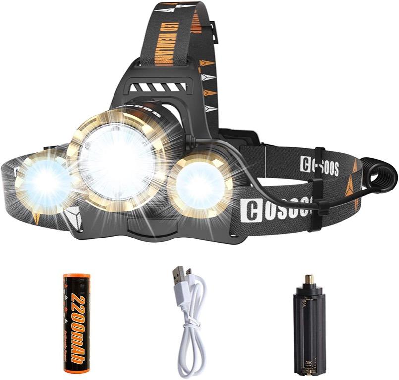 Best Seller! COSOOS LED Flashlight, Rechargeable Headlamp With Red Safety  Light, 2500 Lumen Xtreme Bright,Zoomable 4-Mode Waterproof Head Lamp For  Adults,Hardhat,Support AAA Battery,Li-ion Battery Included, Sports  Equipment, Bicycles  Parts, Parts 