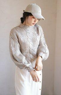 燙金麻花編織粗針織毛衣上衣Bronzing twist knit sweater top (C )