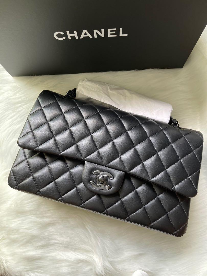 Chanel Classic Small Double Flap 21A Gray/Grey Quilted Caviar with