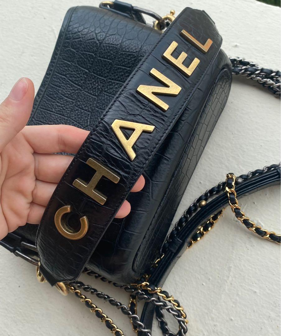 Chanel Gabrielle Bag 28cm Embossed Croc Black, Luxury, Bags & Wallets on  Carousell
