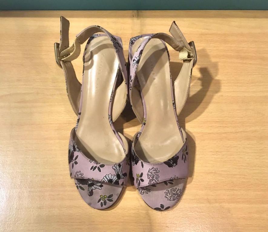 Charles Keith Floral Lilac Heels Size 36 5 US