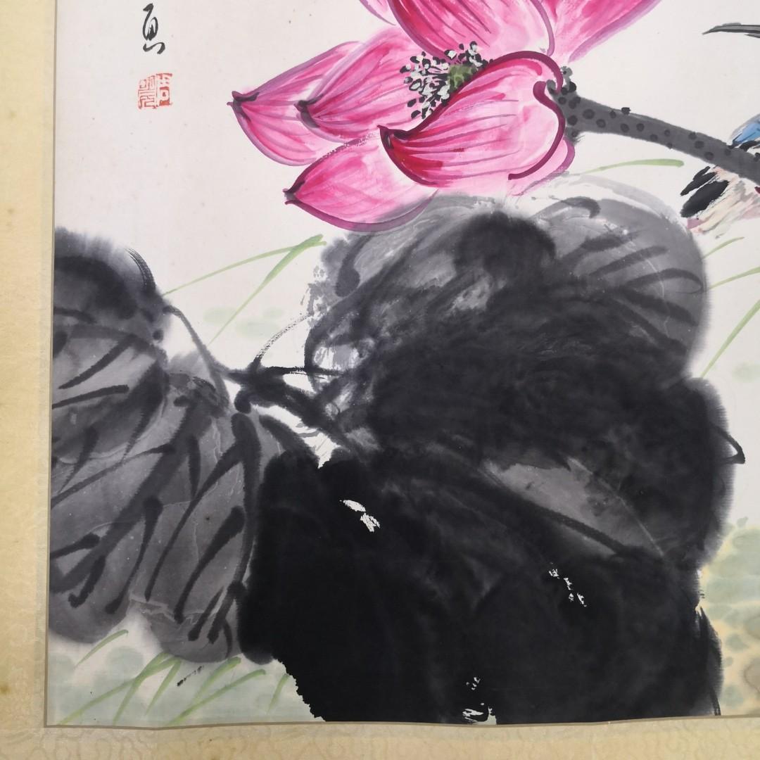 Chinese art painting lotus bird artwork 中国画 水墨画 莲花 CP34