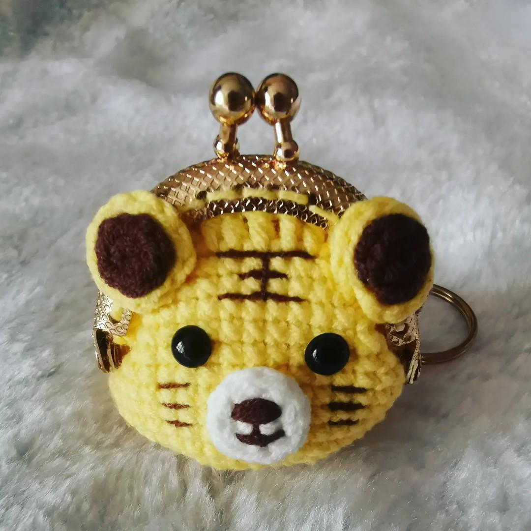 Crochet Tiger coin purse, Hobbies & Toys, Stationery & Craft, Handmade