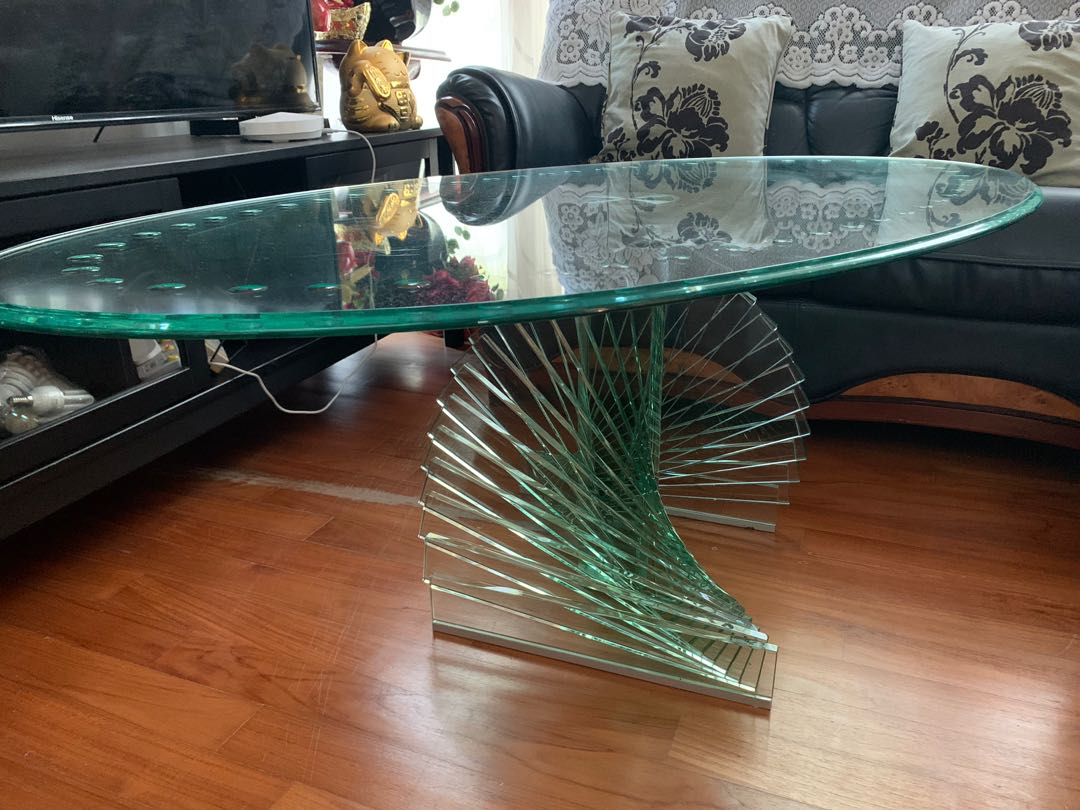 Glass Coffee Table with Spiral effect Furniture Home Living