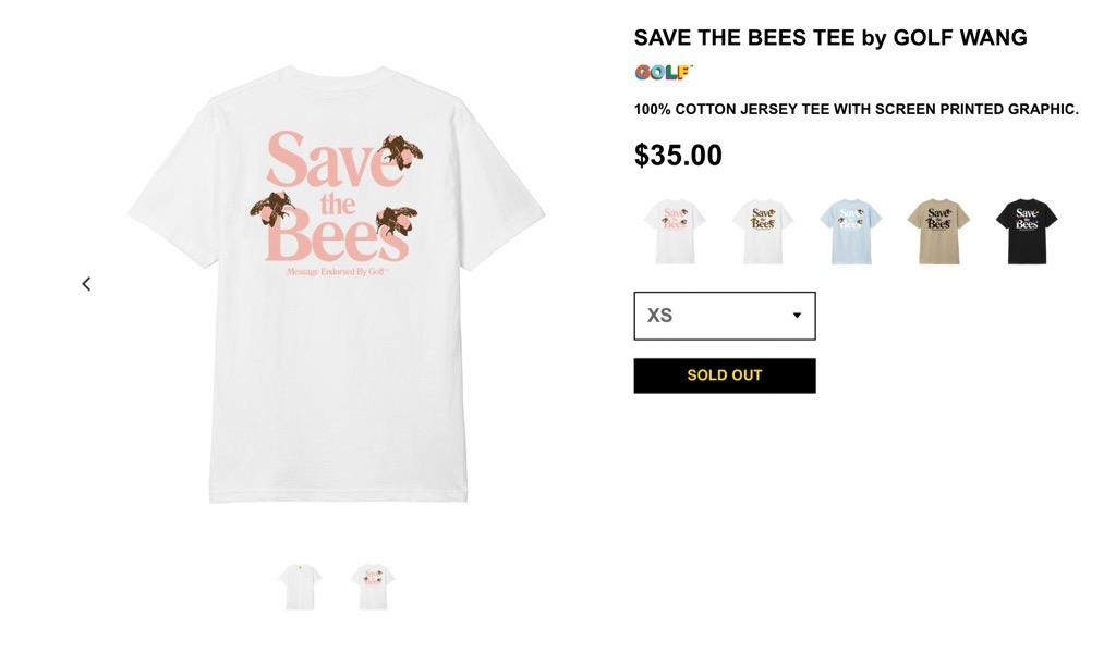GOLF WANG Save The Bees Tee Size M