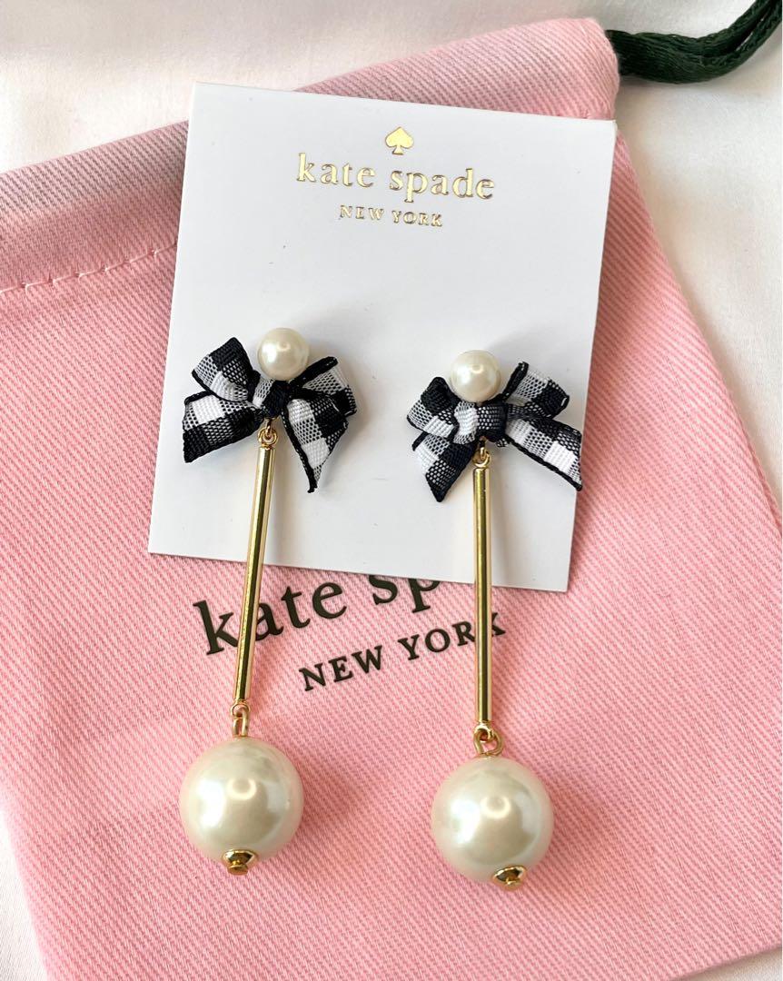 Kate Spade Black & white Ribbon Dangling Earrings, Women's Fashion, Jewelry  & Organisers, Earrings on Carousell