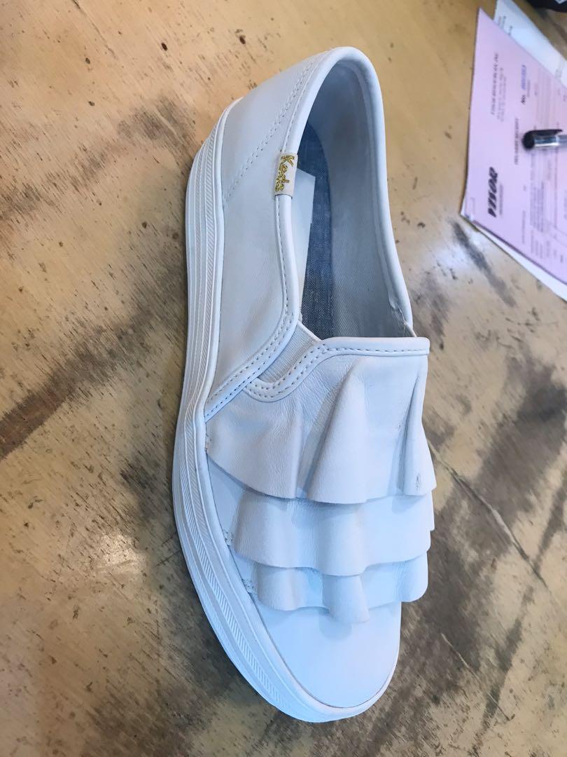 Keds Triple Ruffle Leather Women s Fashion Footwear Sneakers on