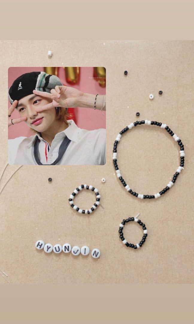 kpop stray kids skz hyunjin inspired beaded bracelet and rings, Women's ...