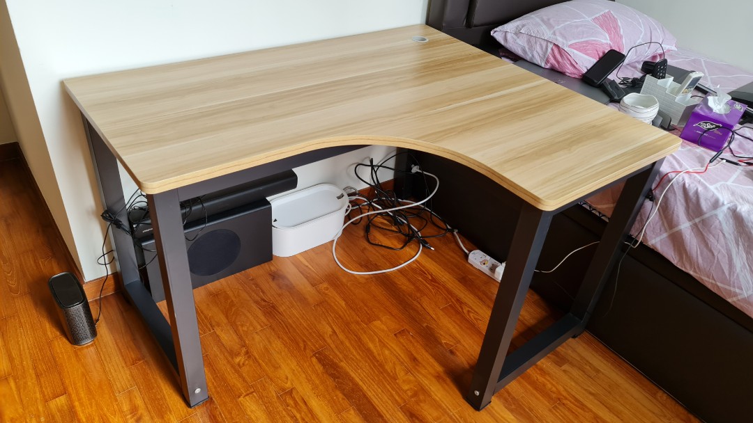 L shaped computer table, Furniture & Home Living, Furniture, Tables