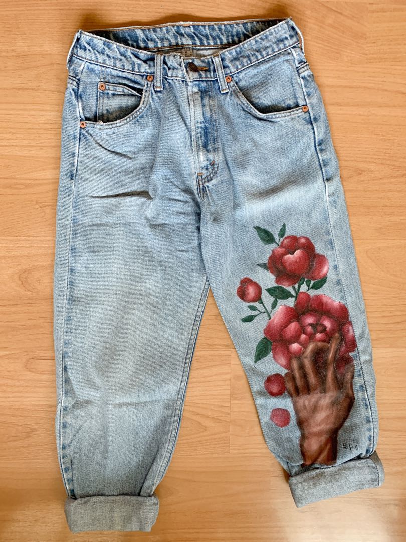 Levis Hand-painted jeans, Women's Fashion, Bottoms, Jeans on Carousell