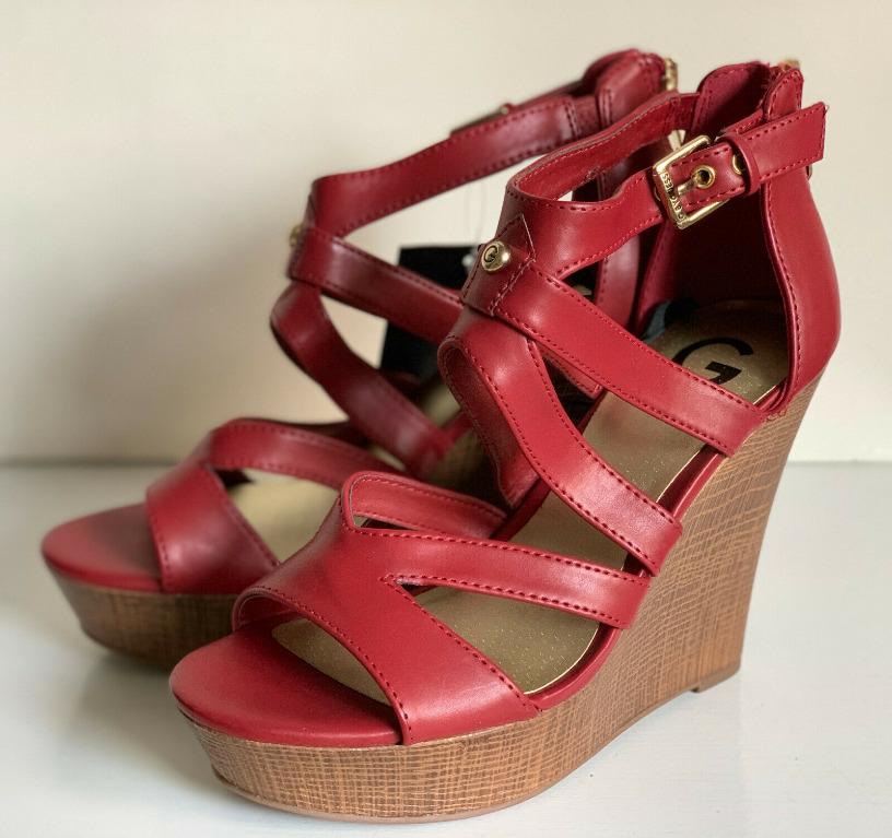Guess red wedges shop