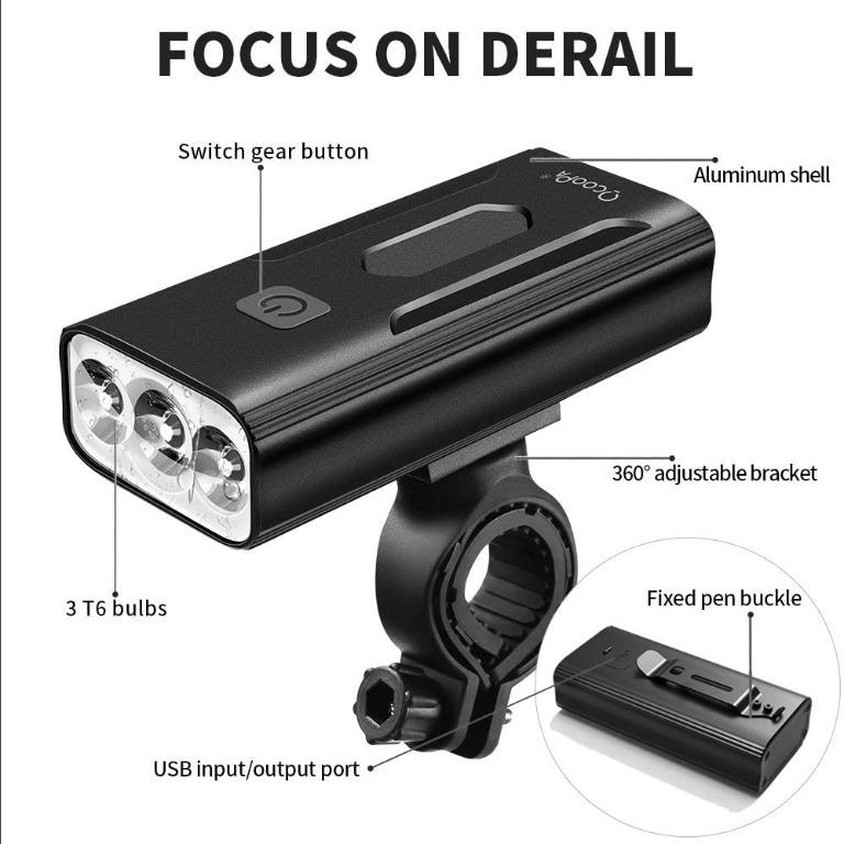 OCOOPA Bike Lights Set Rechargeable 5200mAh USB Bicycle Lights 1200 Lumens Super Bright 3 Modes LED Bike Lights Front and Back Set IPX5 Waterproof