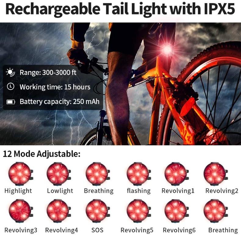 1000LM USB Rechargeable Bike Light, 3 LED Super Bright Bicycle Lights  Headlight Front Light IPX5 Waterproof Bike Headlamp w/ free Taillight  3-Switch Modes Cycling Flashlight Night Riding Hiking Camp 