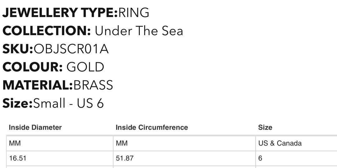 Olivia burton ring store sizes