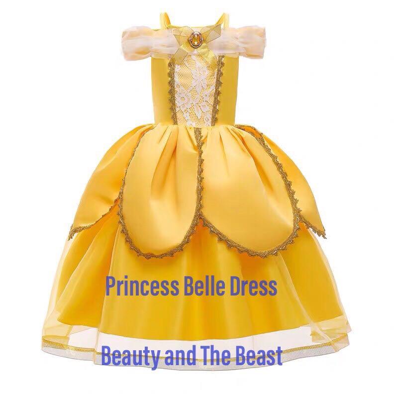 Princess Belle Dress Beauty And The Beast Yellow Dress Babies Kids Babies Kids Fashion On Carousell