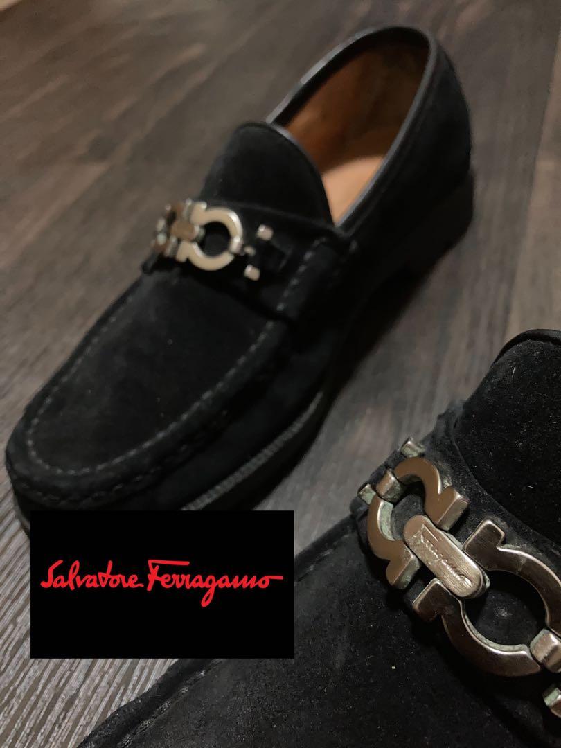 Ferragamo black suede shoes