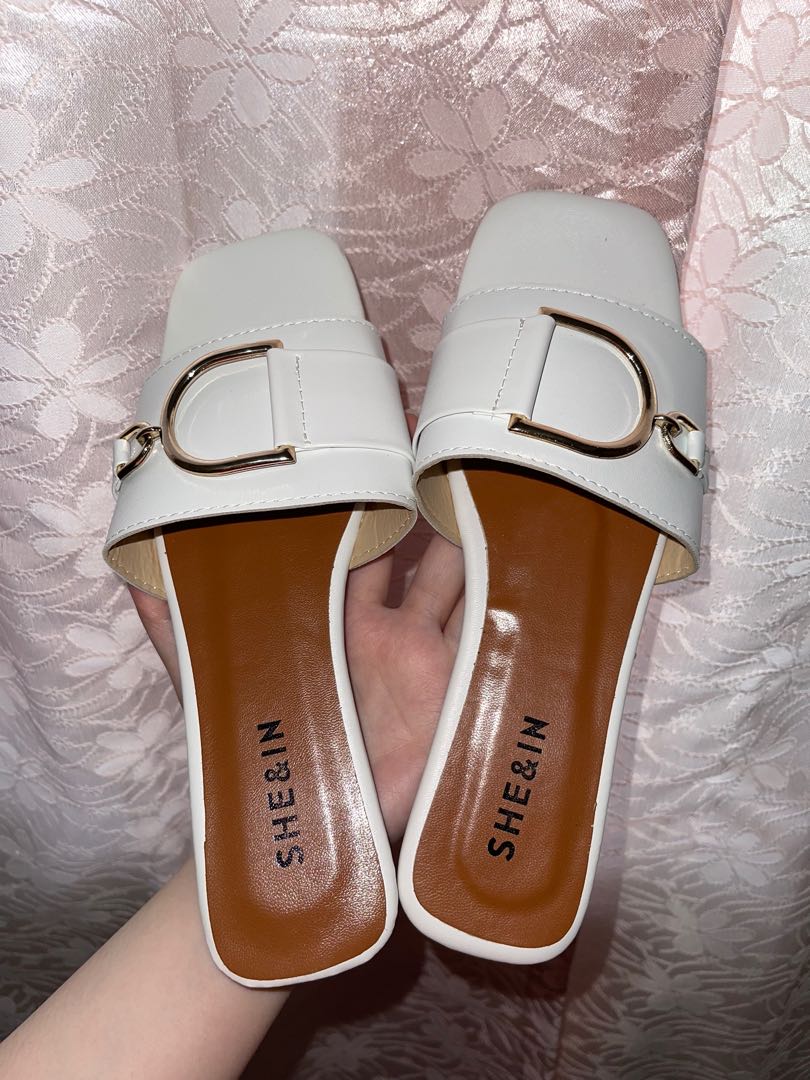 shein sandals white