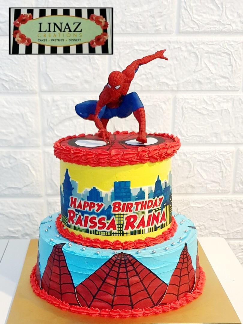 Number 5 Spiderman Theme Fondant Cake - Dough and Cream