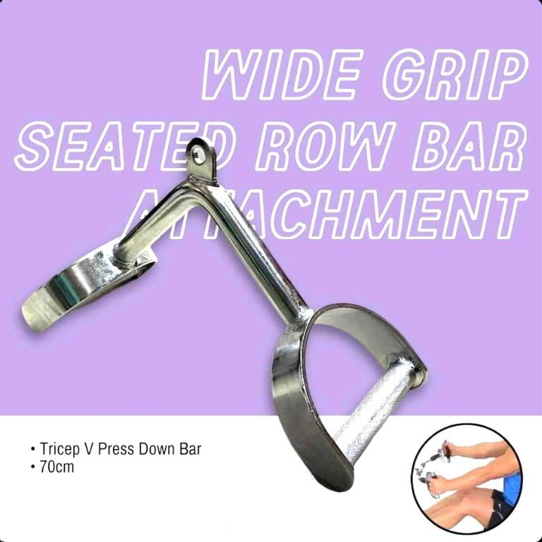 Wide Grip Seated Row Bar Attachment (Category: Weights & Dumbbells) located in Manila. Submitted by ariesmediamusicsports (Listing ID 1115192549, Image 1). Description: Pm for inquiries..