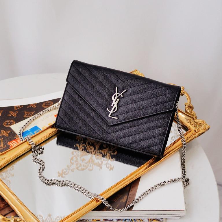 YSL wallet on chain in Beige, Luxury, Bags & Wallets on Carousell
