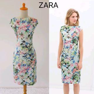 Zara floral boat neck summer dress