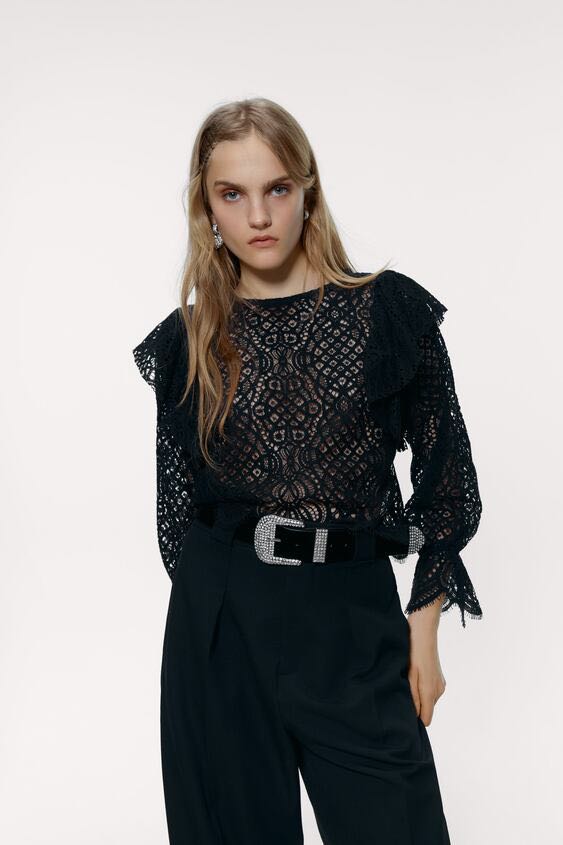 ZARA lace top, Women's Fashion, Tops, Blouses on Carousell